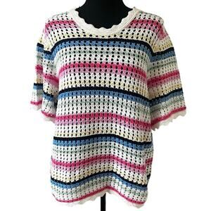 Gap‎ Women’s Rainbow Crotchet Open Knit Top Multicolor Size XL